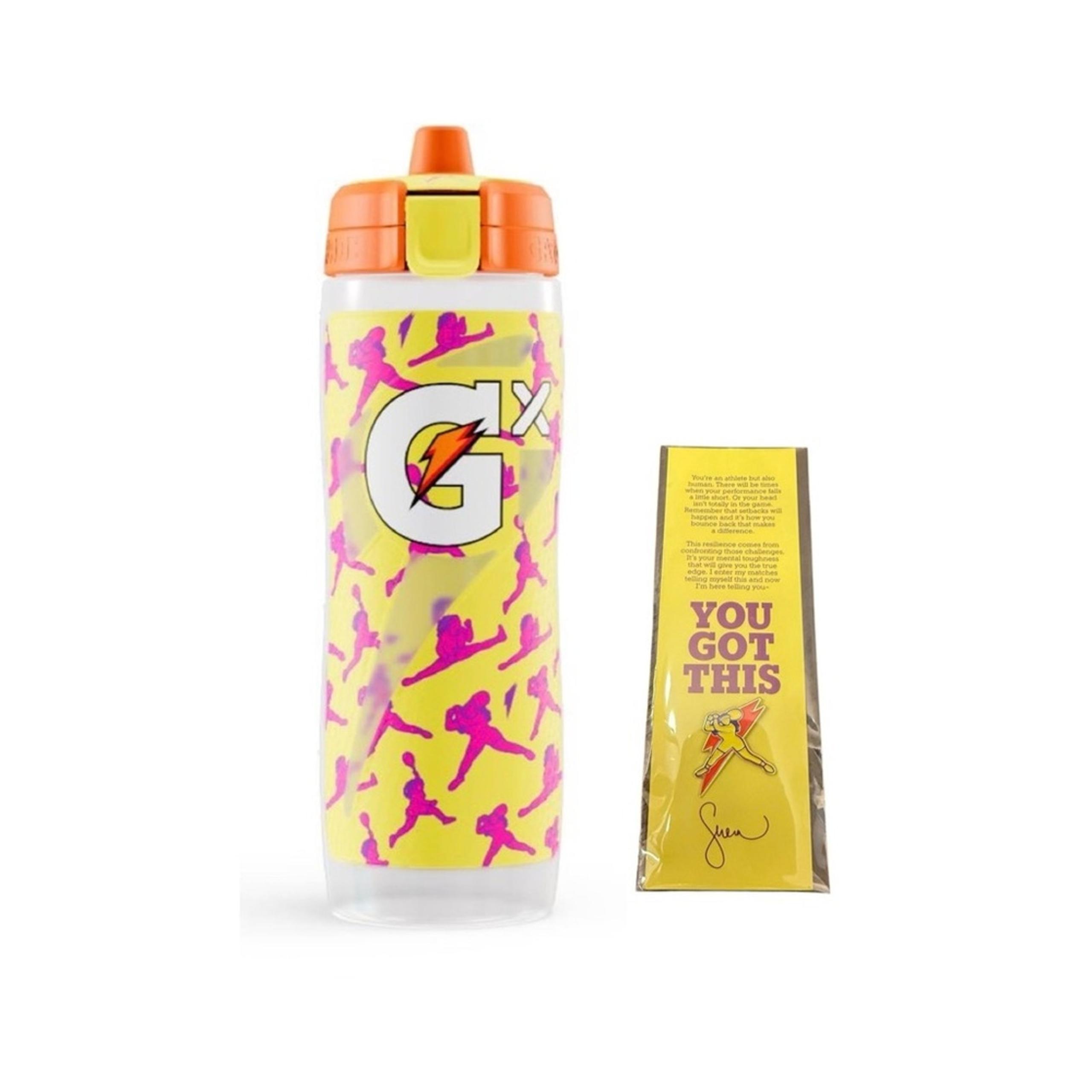 NEW Serena Williams Gx Collaboration Bottle Neon Yellow and Pink with Pin