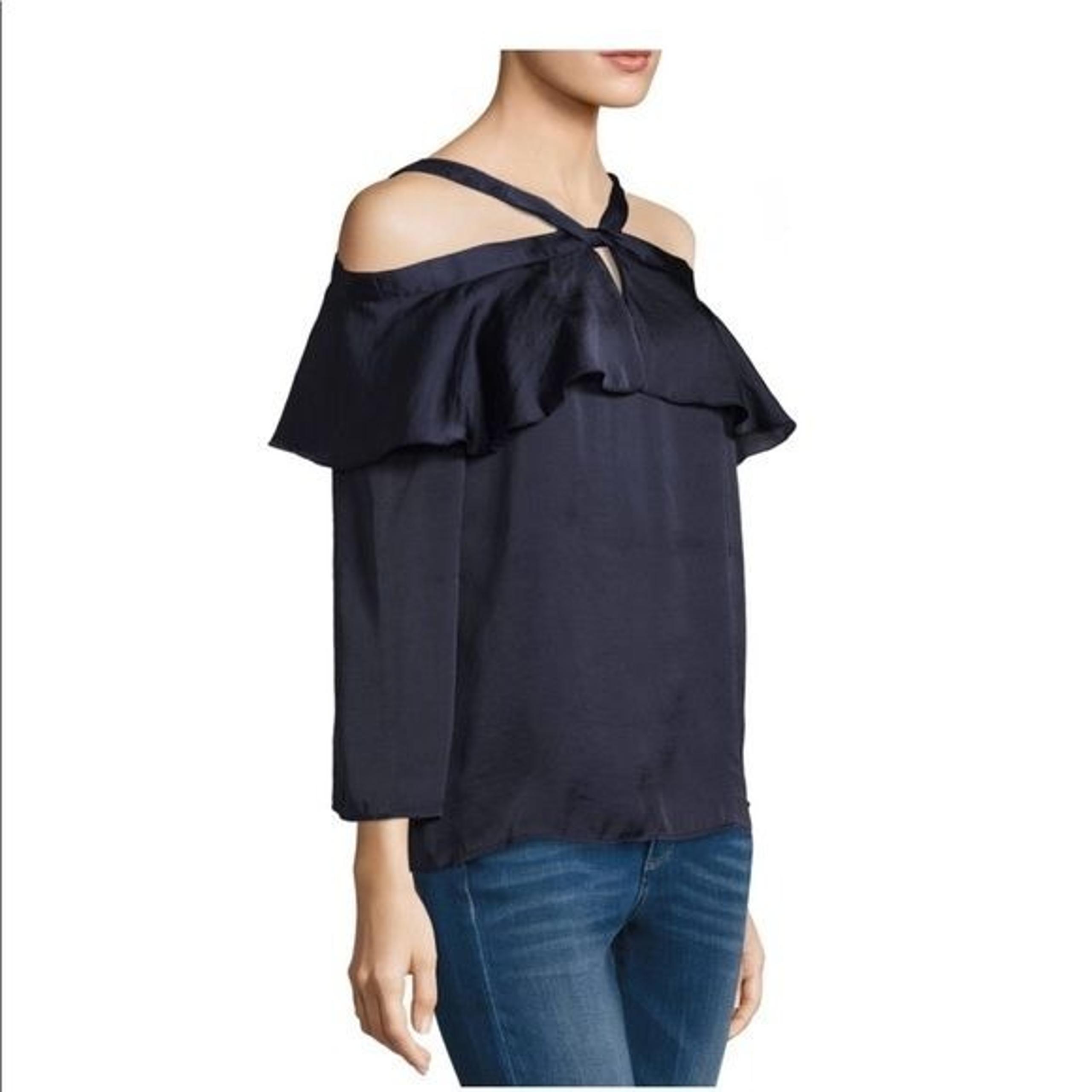 Libby Edelman off the shoulders strap detail satin feel blouse