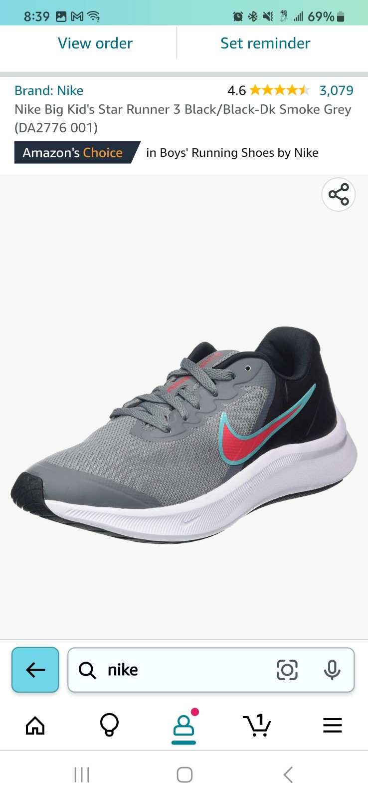 Boys NIKE Grey Star Runner Sneakers size 5