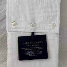 2 pc Ralph Lauren Lovan Jacquard White Standard Pillowcases (1 Pair) 145 NIP