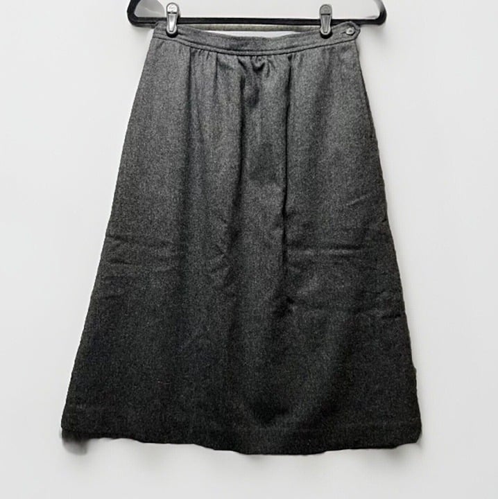 Vintage Evan Picone Skirt Womens 100% Wool Gray Lined Midi