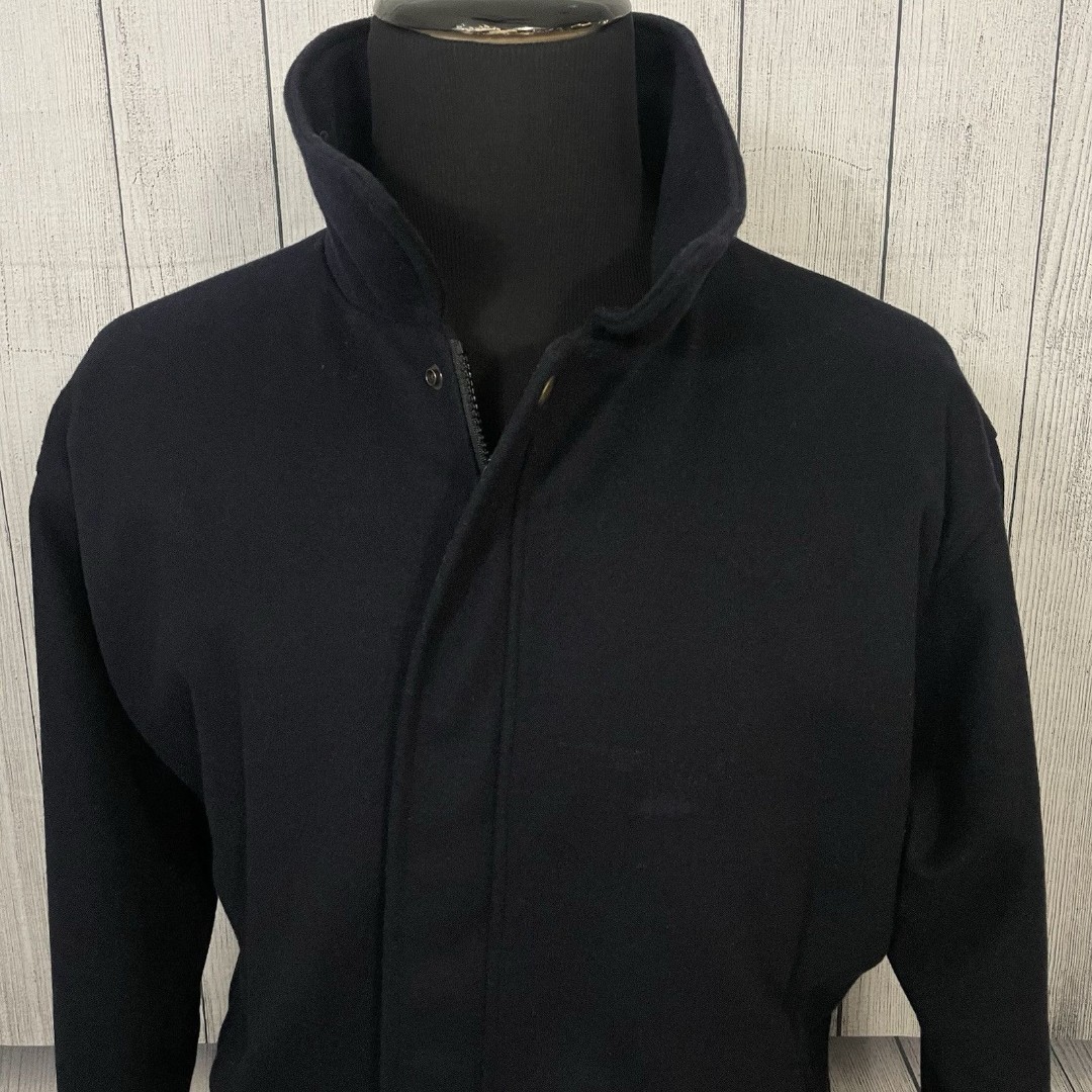 VTG L.L. Bean Men's XL Navy Blue 100% Wool Flannel Lined Bomber Coat - USA Made