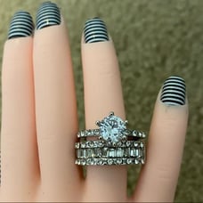 Bridal wedding 2 pc silver set bling ice