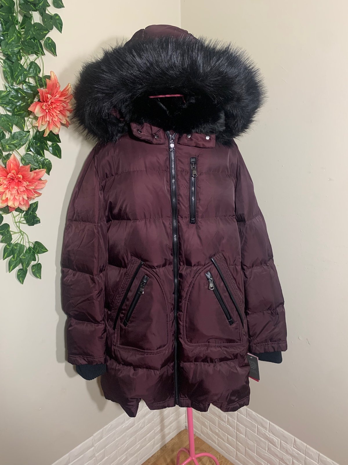 Vince Camuto heavy down blend faux fur jacket