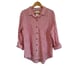 Habitat red striped button up tunic shirt long sleeve roll tab collar stretchy L