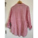 Habitat red striped button up tunic shirt long sleeve roll tab collar stretchy L