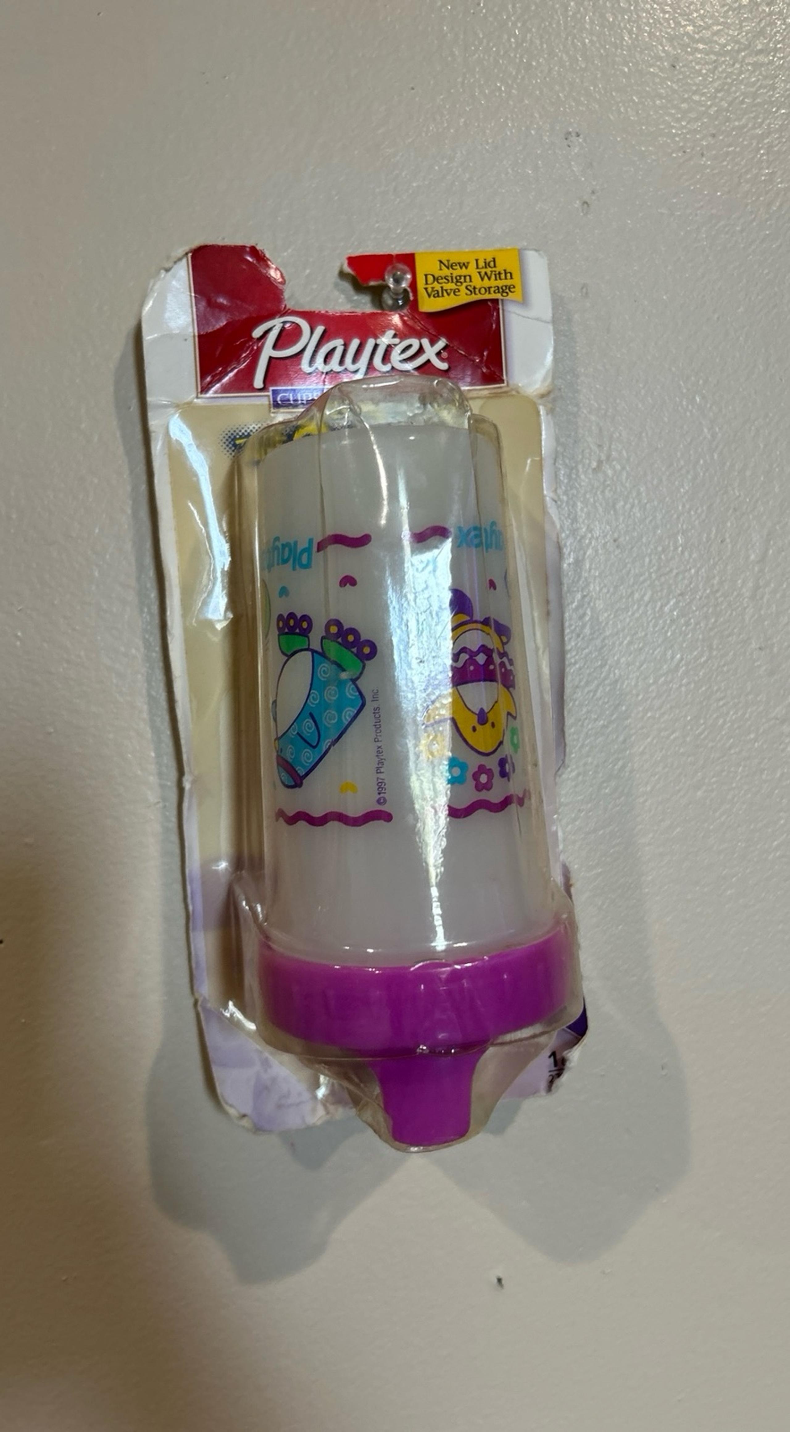 Vintage playtex  9 OZ purple Toddler plastic spill proof  Training  Sippy cup