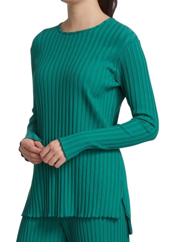 Simon Miller OZ rib knit teal long sleeve top size small NWT