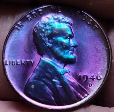 Wheat 1946d NEON BREATHTAKING COLORS,REVRS GOLD/ RED
