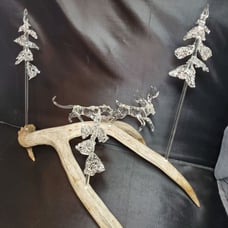 Blown Glass Mountain Lion and Deer Sculp