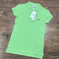 NWT Womens Lacoste Clime Tige Green Ladies Pique Stretch Polo Shirt 34 Size 2