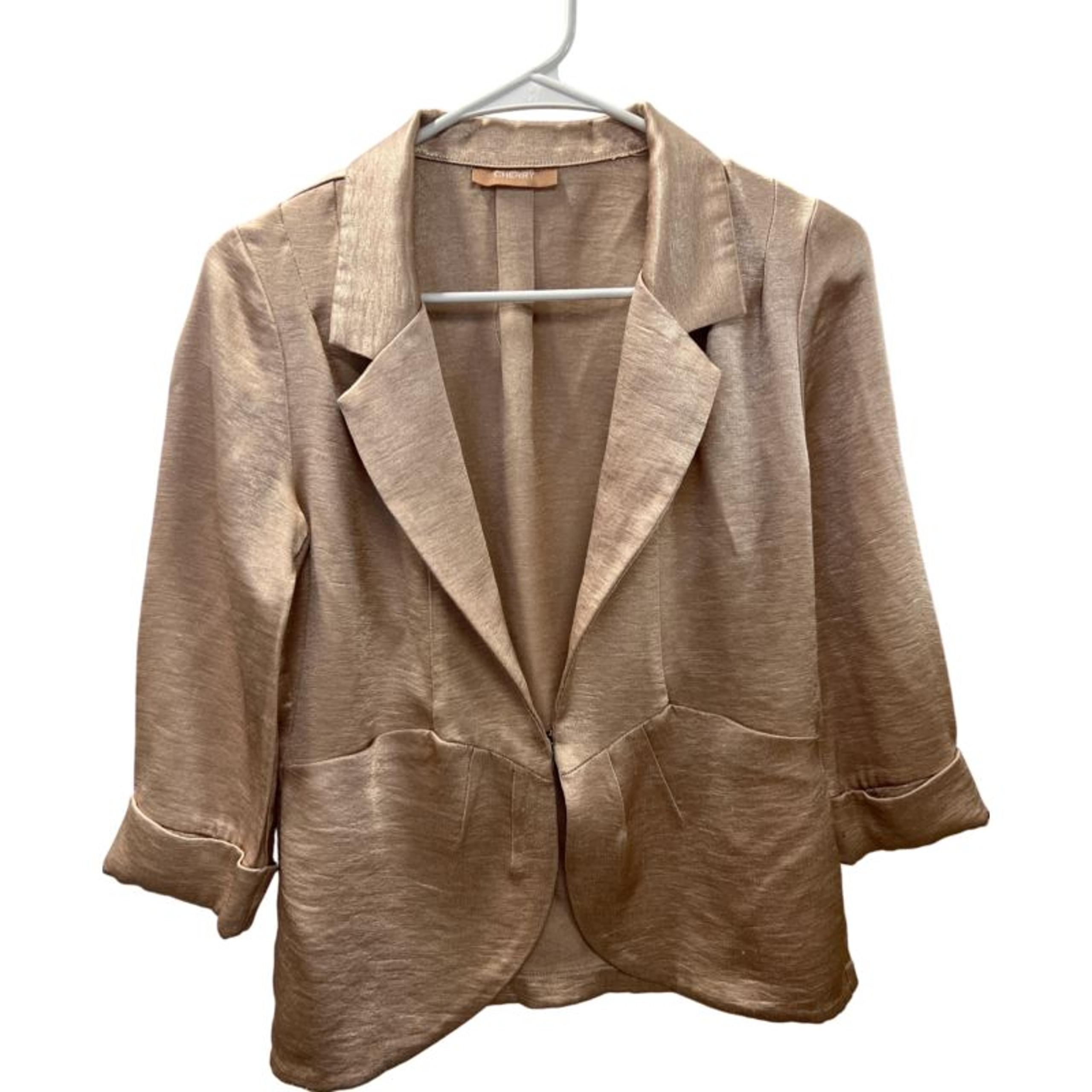 Cherry Women's Blazer, Size S, Metallic Shiny, Single Breasted, 3/4 Sleeves