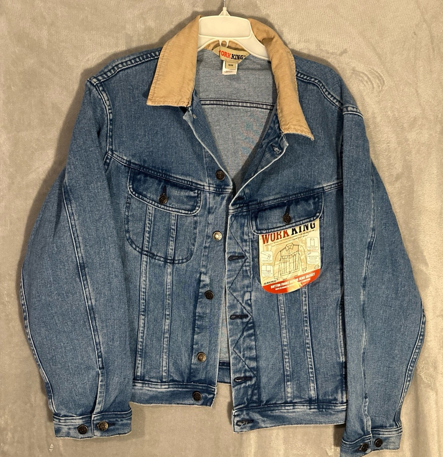 NWT vintage work king denim jacket with corduroy collar - size M