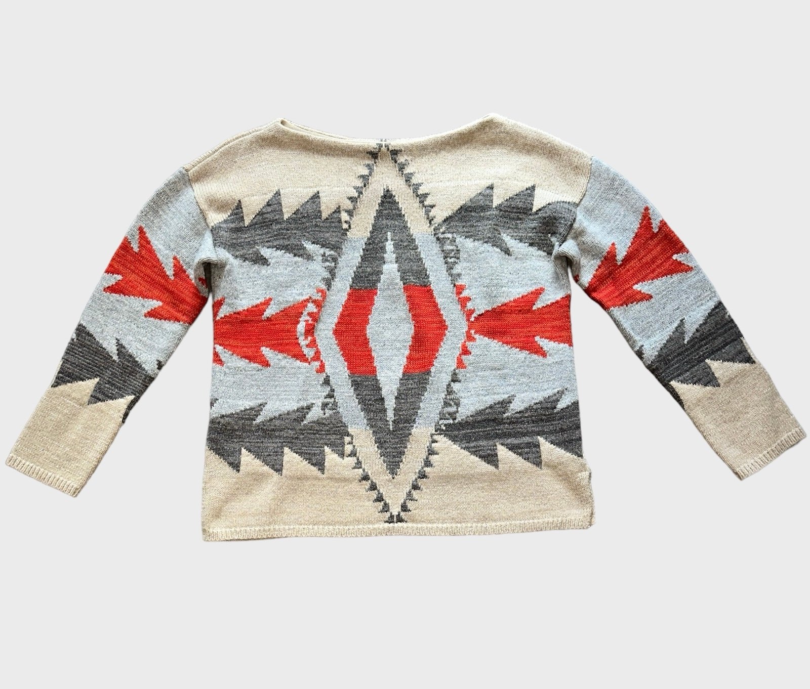 Lauren Vintage Lambswool Pullover Sweater Medium Navajo Aztec Southwest Tan