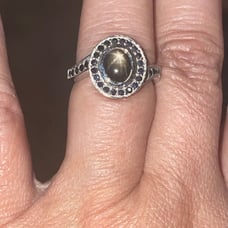 10k White Gold Black Star Sapphire Ring