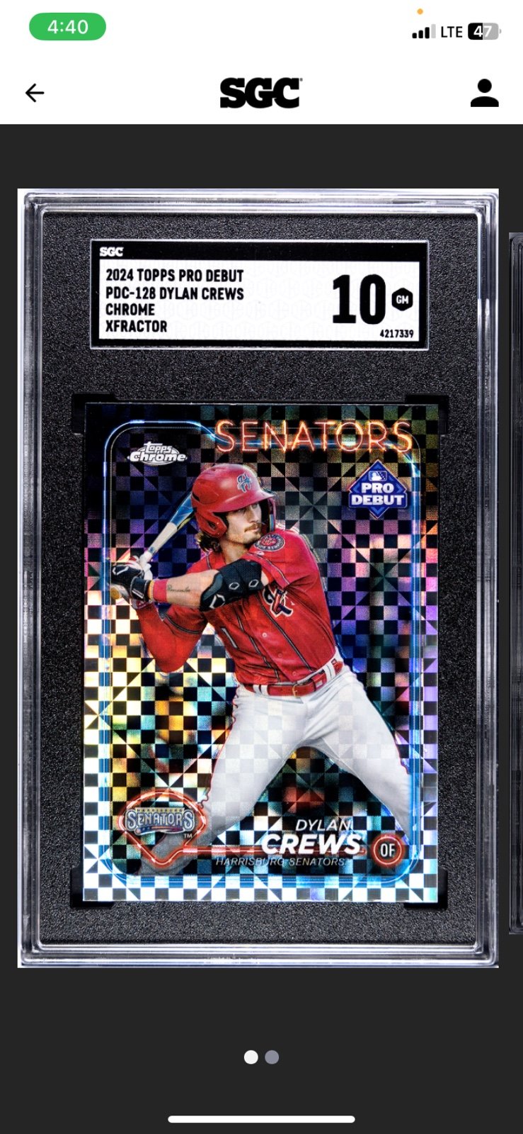 2024 Topps pro debut Dylon Crews chrome X extractor