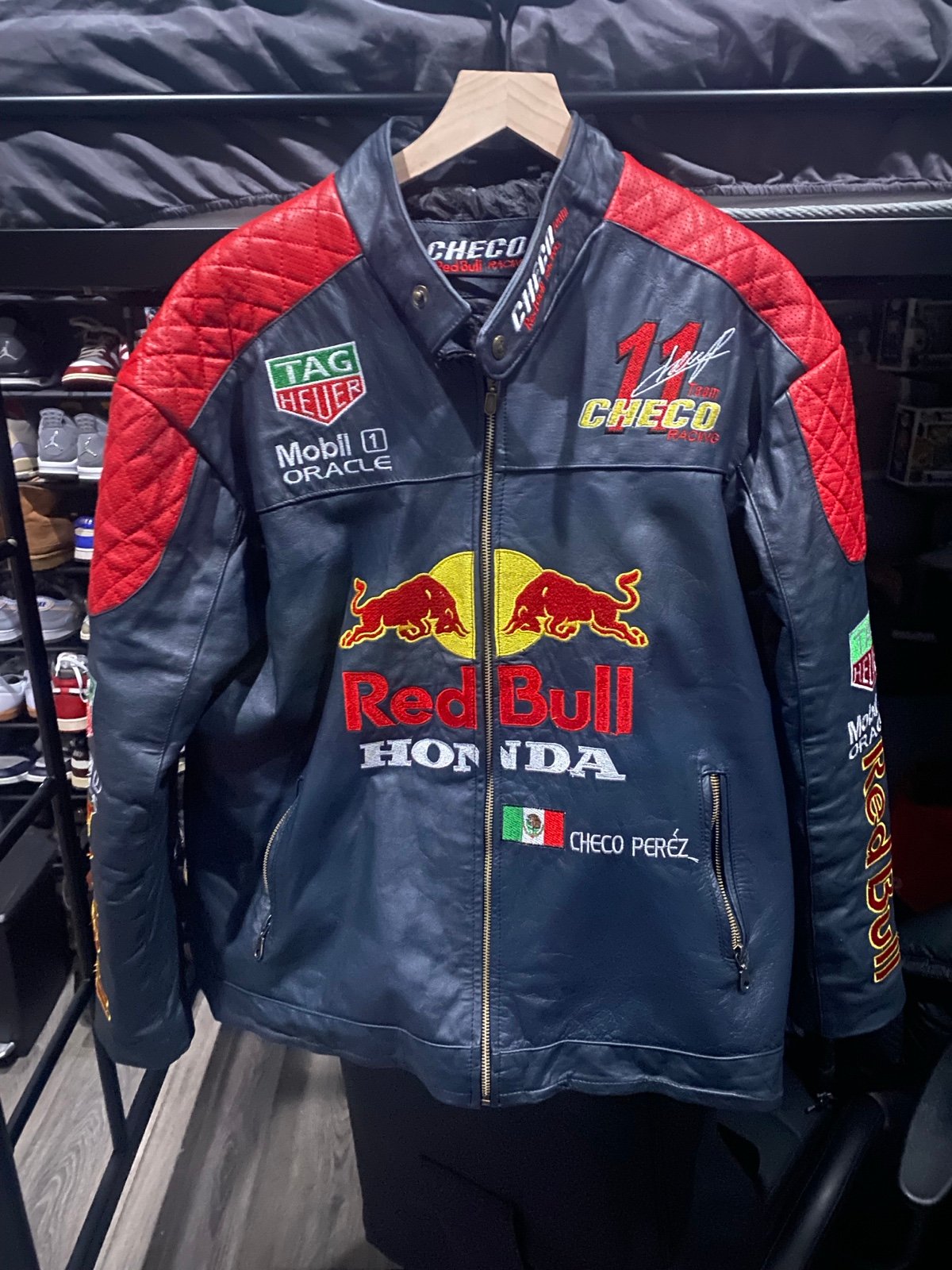 vintage Red Bull leather racing jacket