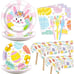 98PCS Easter Tableware and Tablecloth Easter Party Supplies