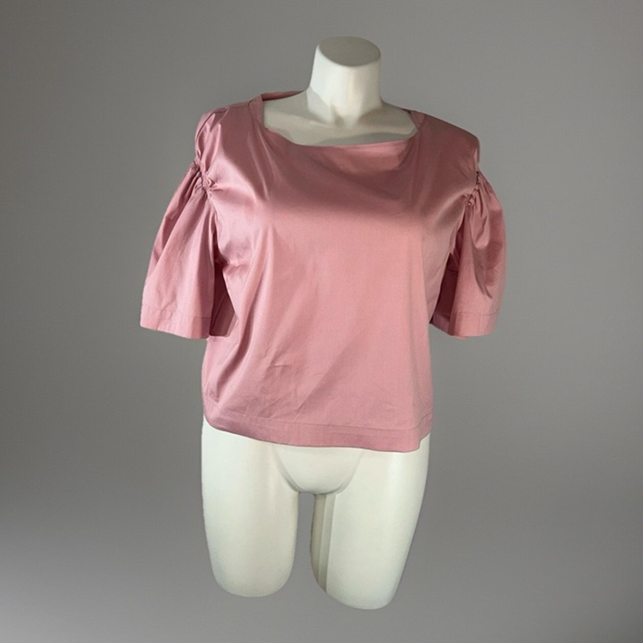Express Blouse Womens Large pink Satin Balloon Short Sleeve Square Neck Top