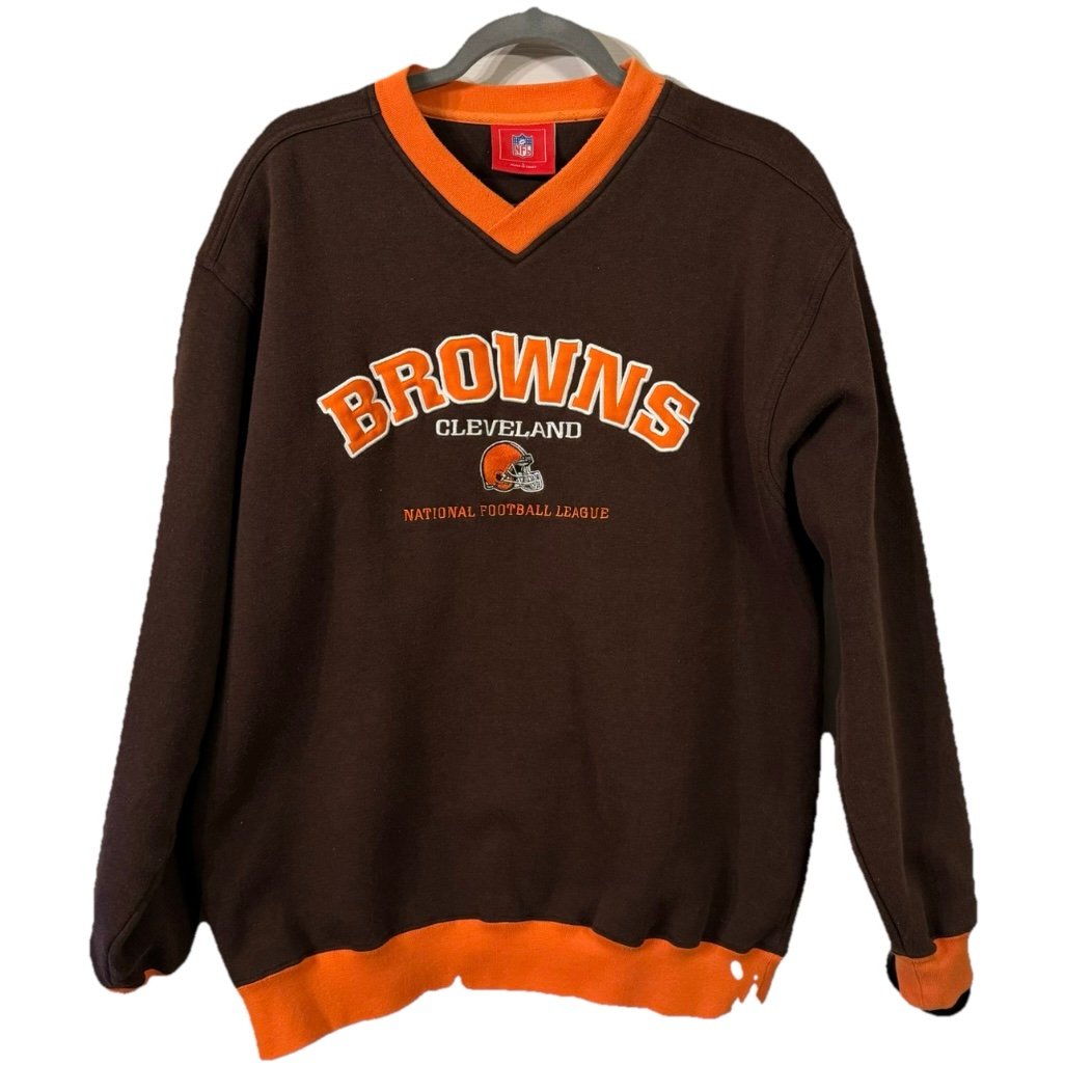 【人気ショップが最安値挑戦！】 Size Browns Cleveland 90's Large Sweatshirt NFL V-neck Vintage ウォームアップウェア