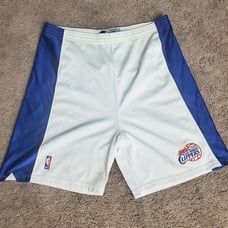 LOS ANGELES CLIPPERS #34 CHAMPION TEAM ISSUED GAME SHORTS NBA SIZE 46 OLOWOKANDI