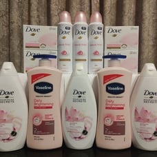 Dove Pink Bundle with Large Pink Vaseline Daily Brightening Lotion
