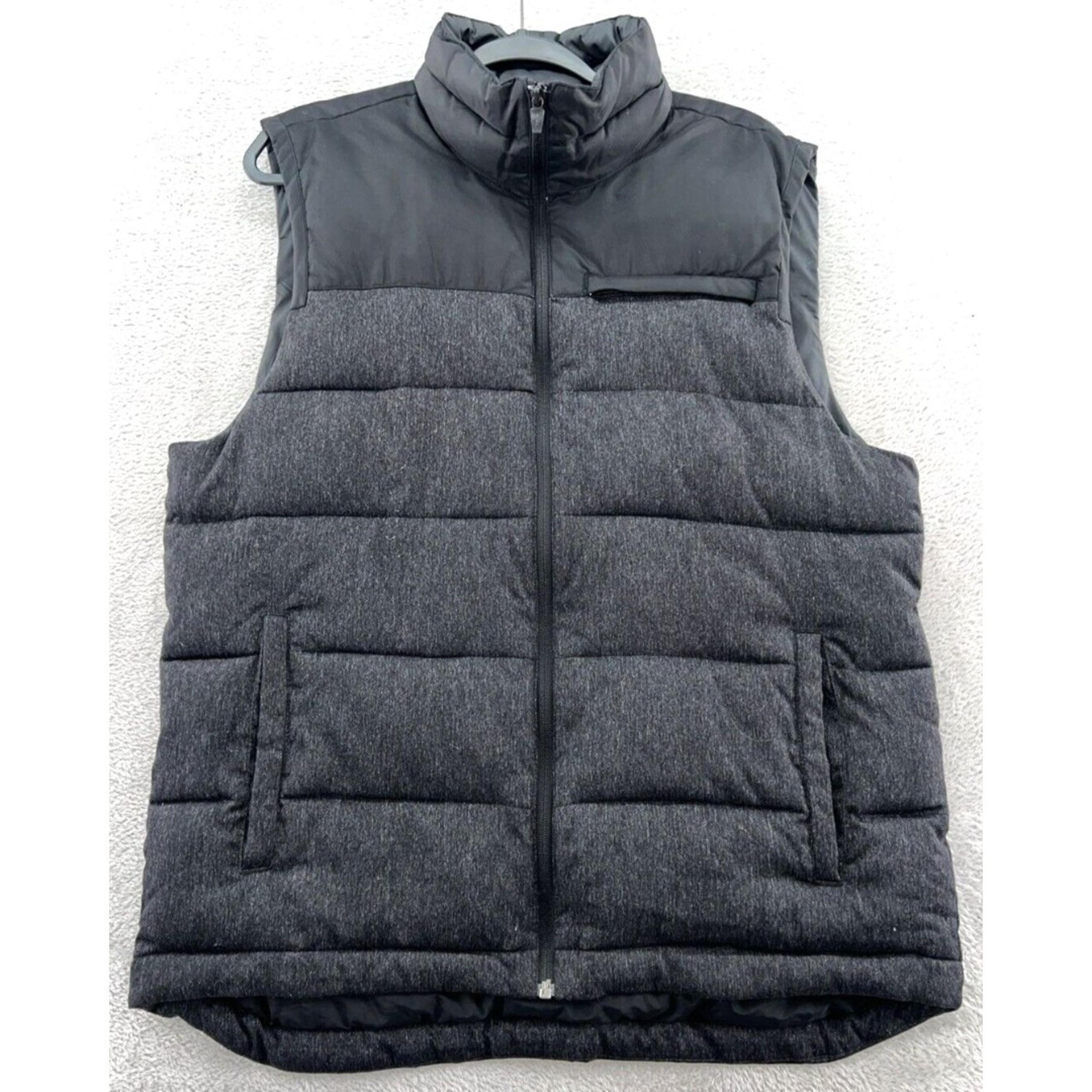 Gap Vest Mens Large Grey Stand Collar Pockets Full Zip Puffer Mock Neck
