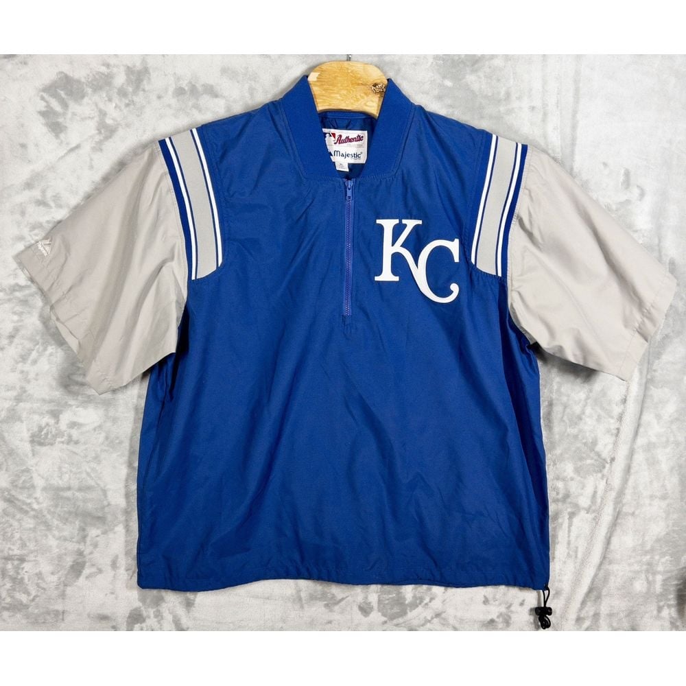 Vintage Majestic MLB Kansas City Royals All Weather Qtr Zip Pullover Mens XL