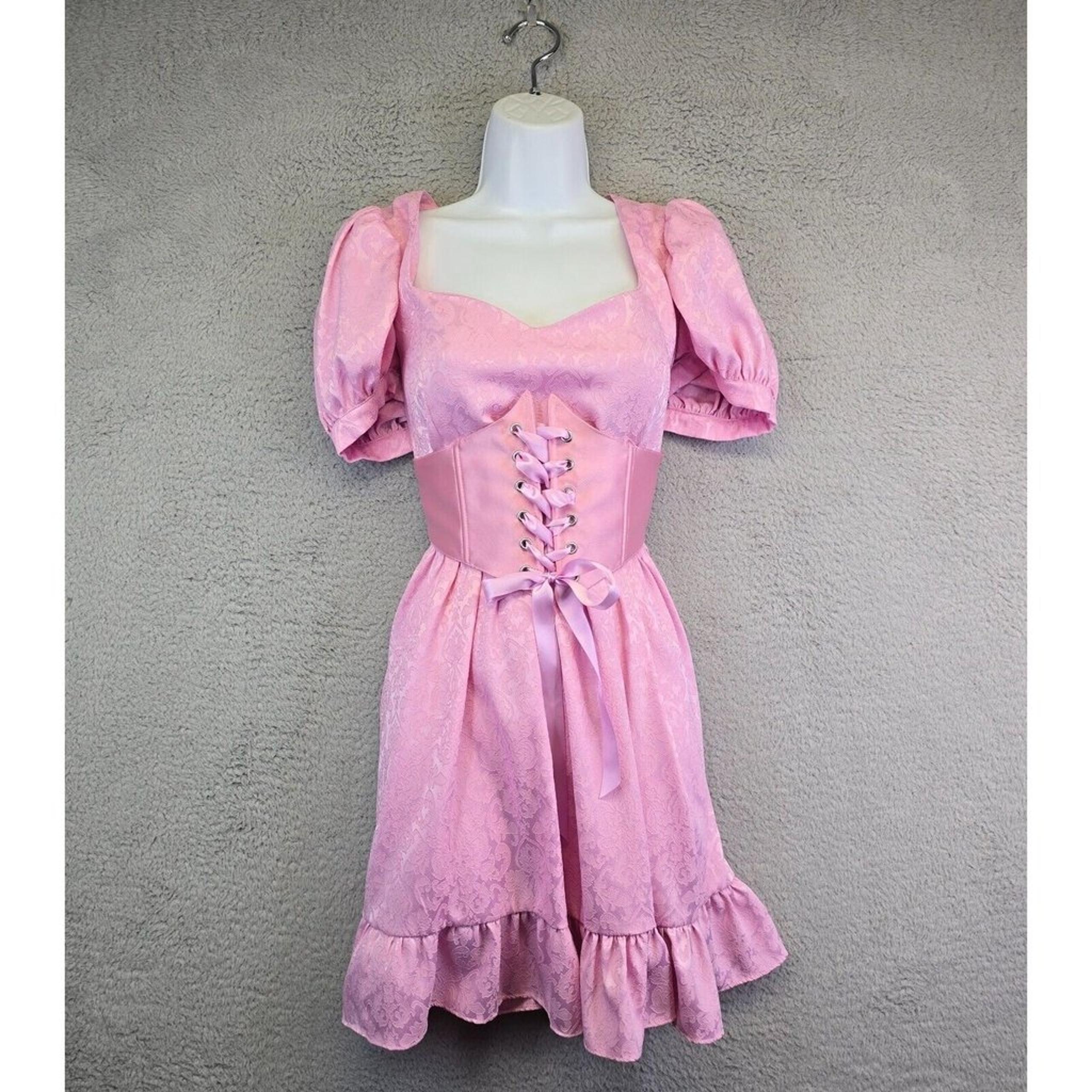 Dolls Kill Sugar Thrillz Always Blushing Baby Doll Dress Corset Women's XL Pink