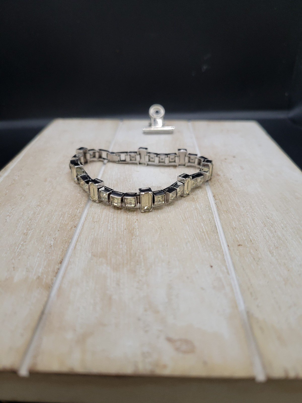 Vintage Art deco sterling silver Ladies Bagette tennis bracelet