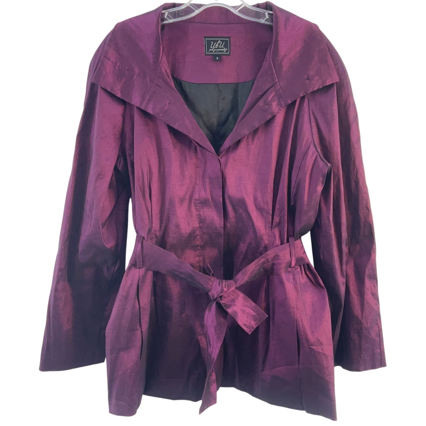 UbU Purple Iridescent Belted Short Trench Coat Polyester Women’s S Preowned