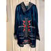 L&B Lucky & Blessed Hooded Cardigan Womens Large Open Front Geometric Floral NWT