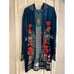 L&B Lucky & Blessed Hooded Cardigan Womens Large Open Front Geometric Floral NWT
