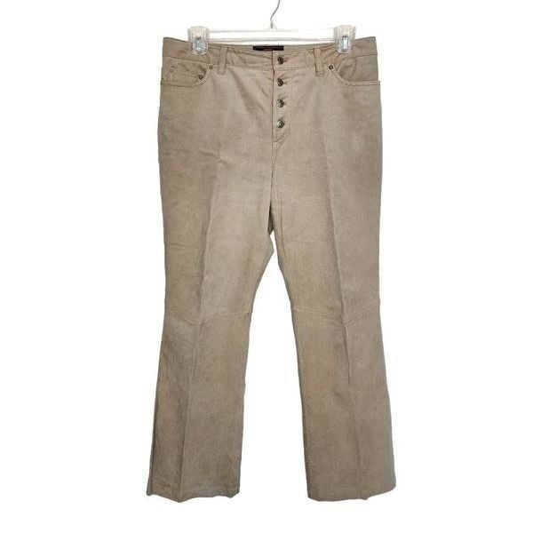 Route 66 Women Pants, Vintage Button-Fly Suede Leather Bootcut Pants, Sz 14