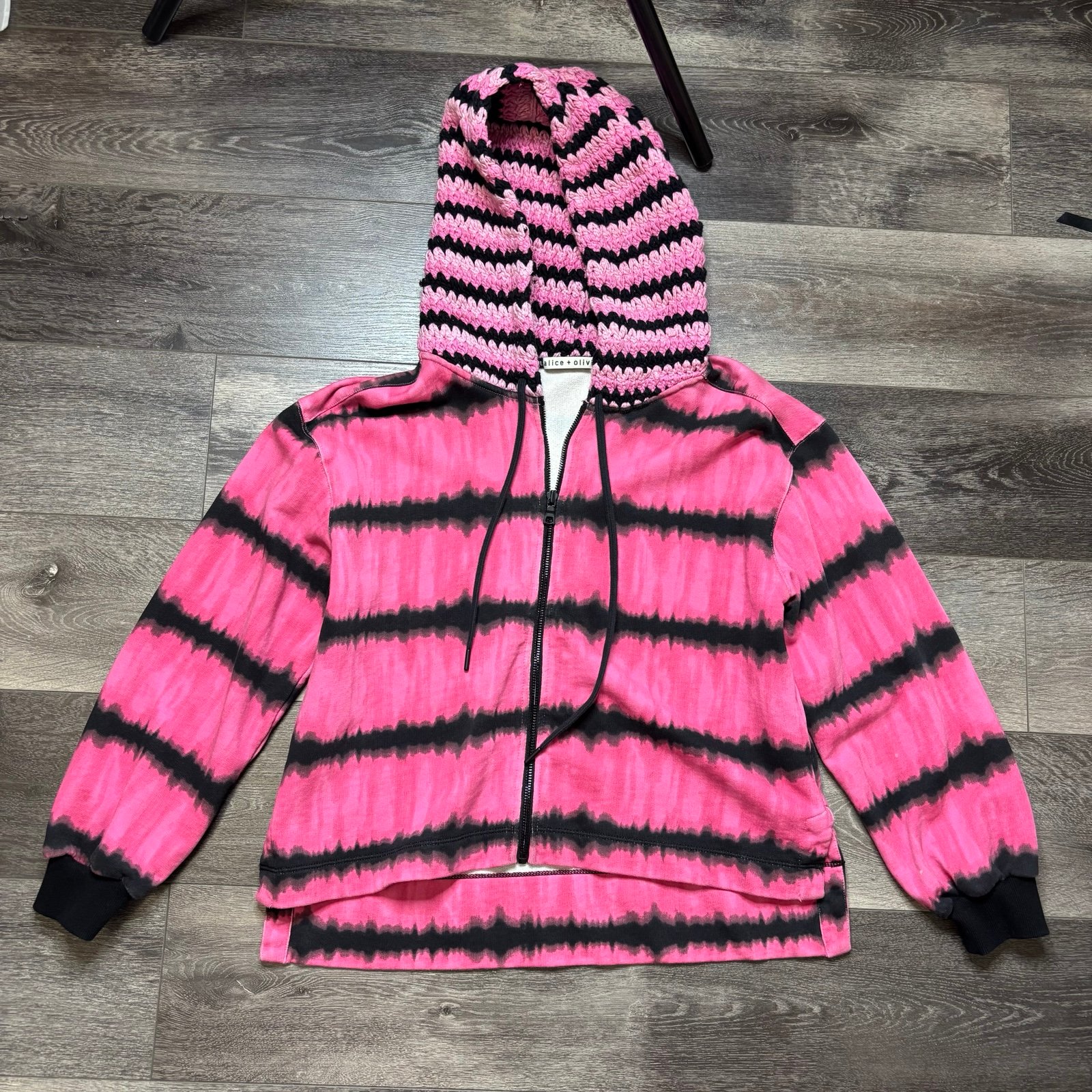 Alice + Olivia pink tie dye zip up