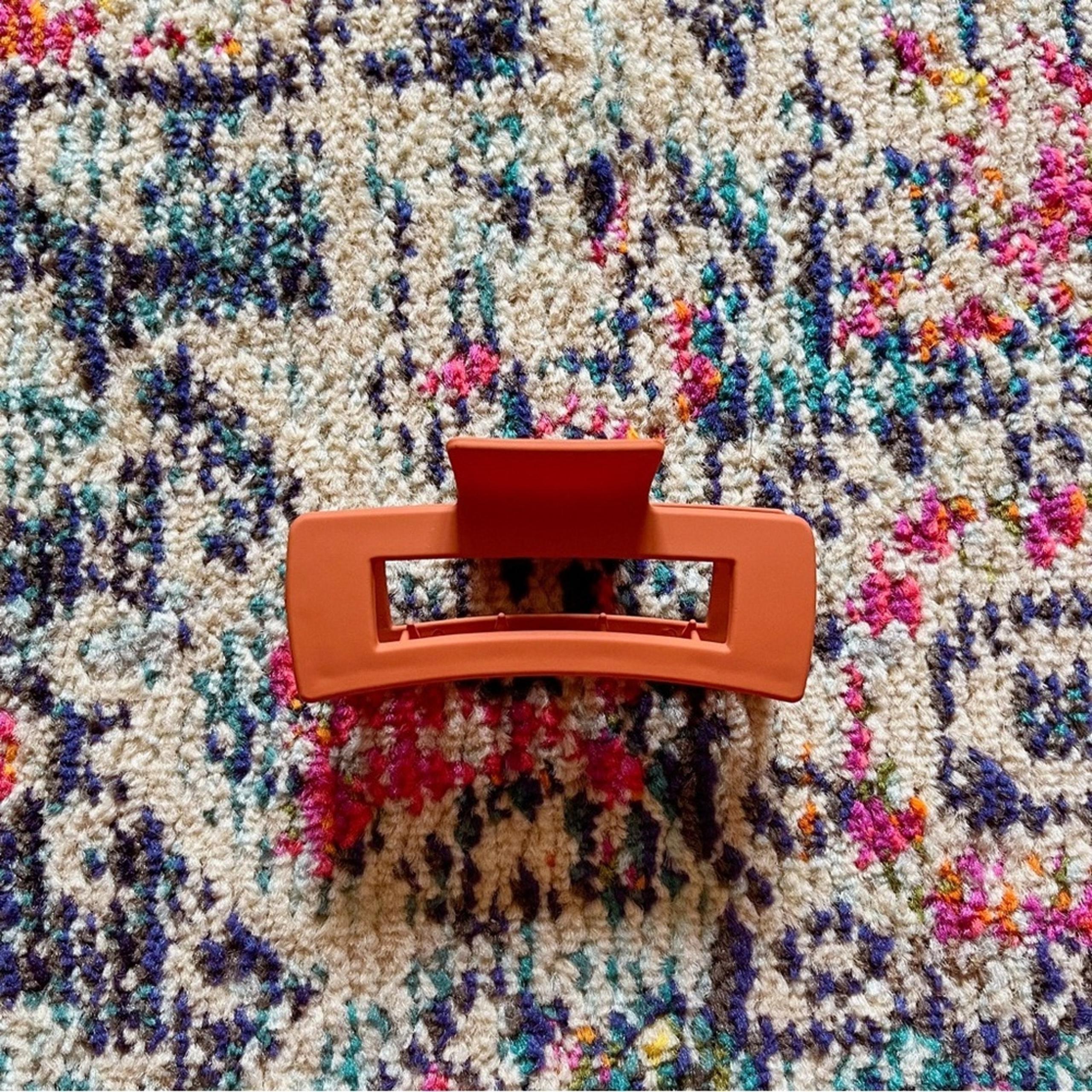 Trendy Large Rectangle Rust Orange Claw Clip