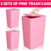 3 Pack Bathroom Trash Can with Lid,10L / 2.6 Gallon Slim Wastebasket - Pink