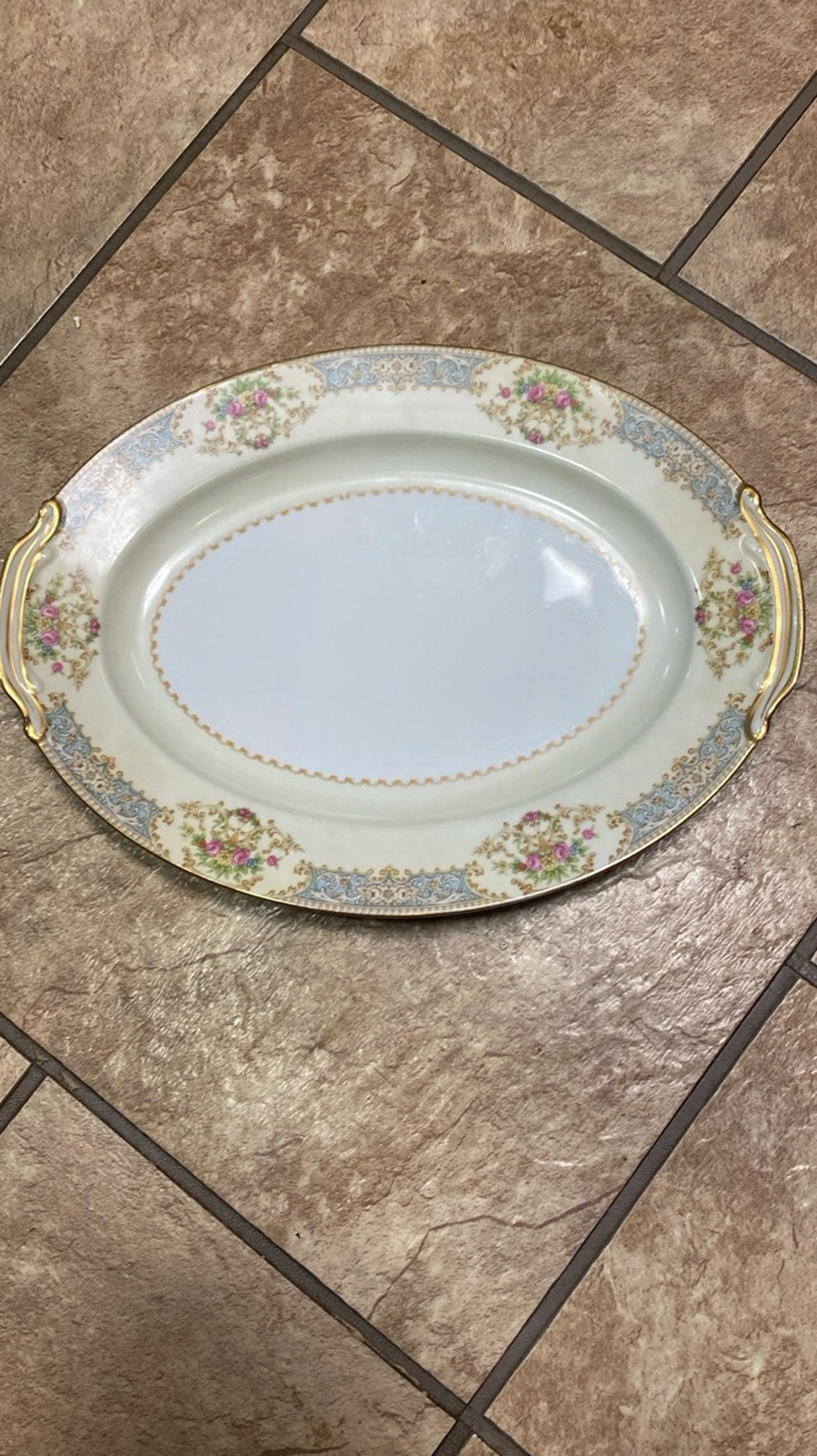 Vintage Noritake Occupied Japanese Blue Floral Serving Platter