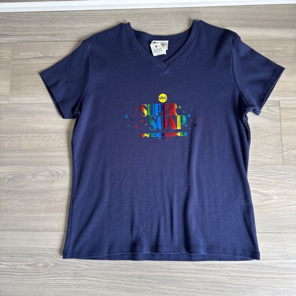 Vintage ABC Disney Super Soap Weekend 2002 Shirt Women's XL Navy MGM Studios NWT