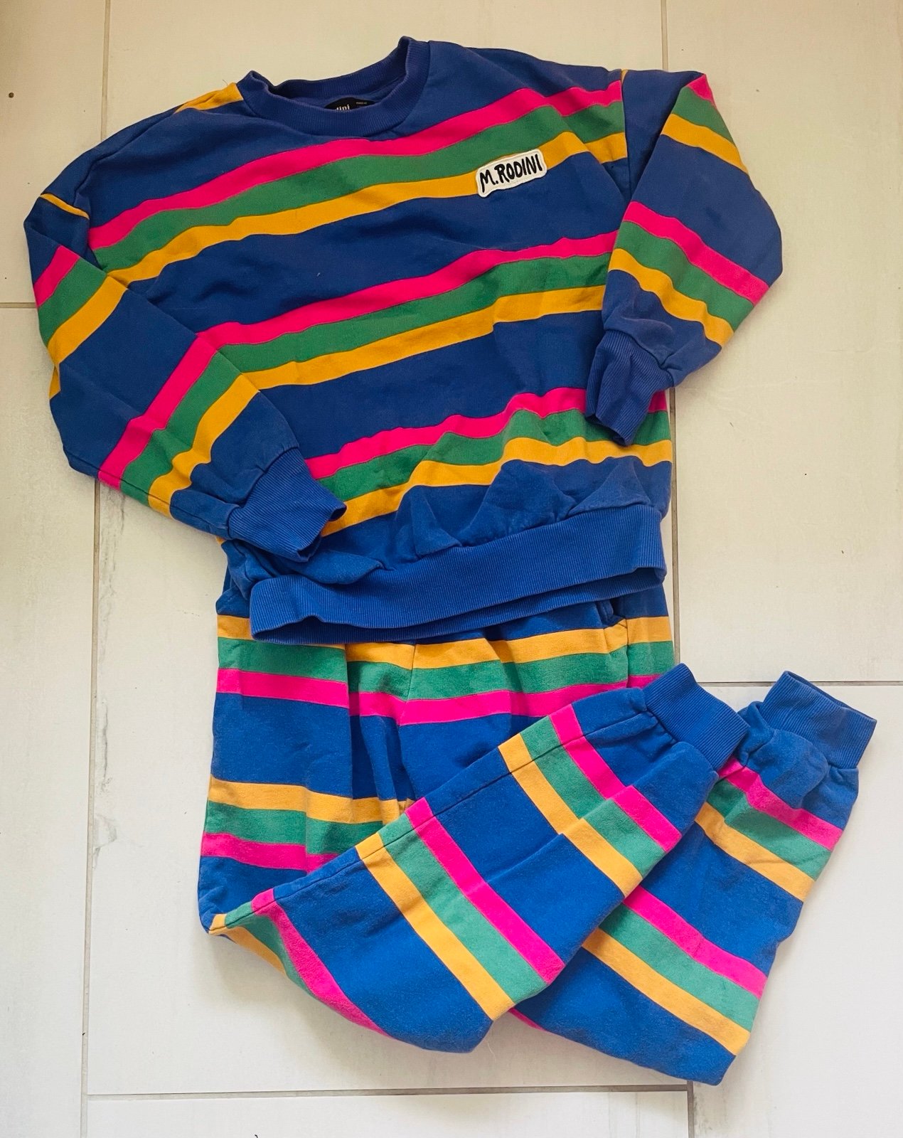 Mini rodini girls striped sweatsuit. Size 9-11y