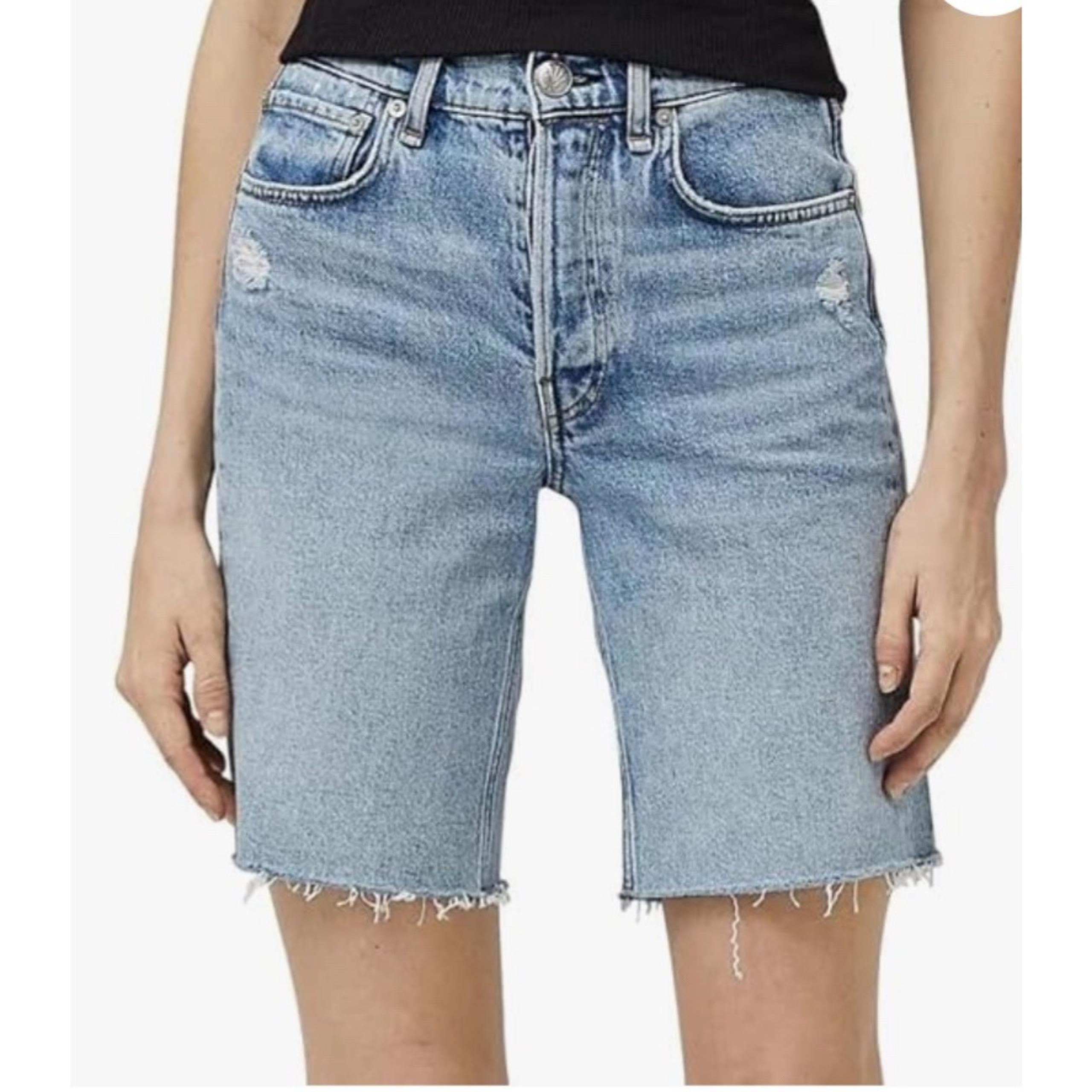 Rag & Bone Bermuda Shorts Distressed Raw Hem Denim Relaxed Fit Womens Size 23