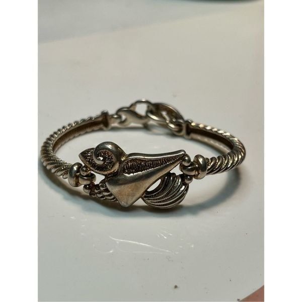 Vintage Sterling Silver Stamped Multi-Shell Cuff Style Bracelet