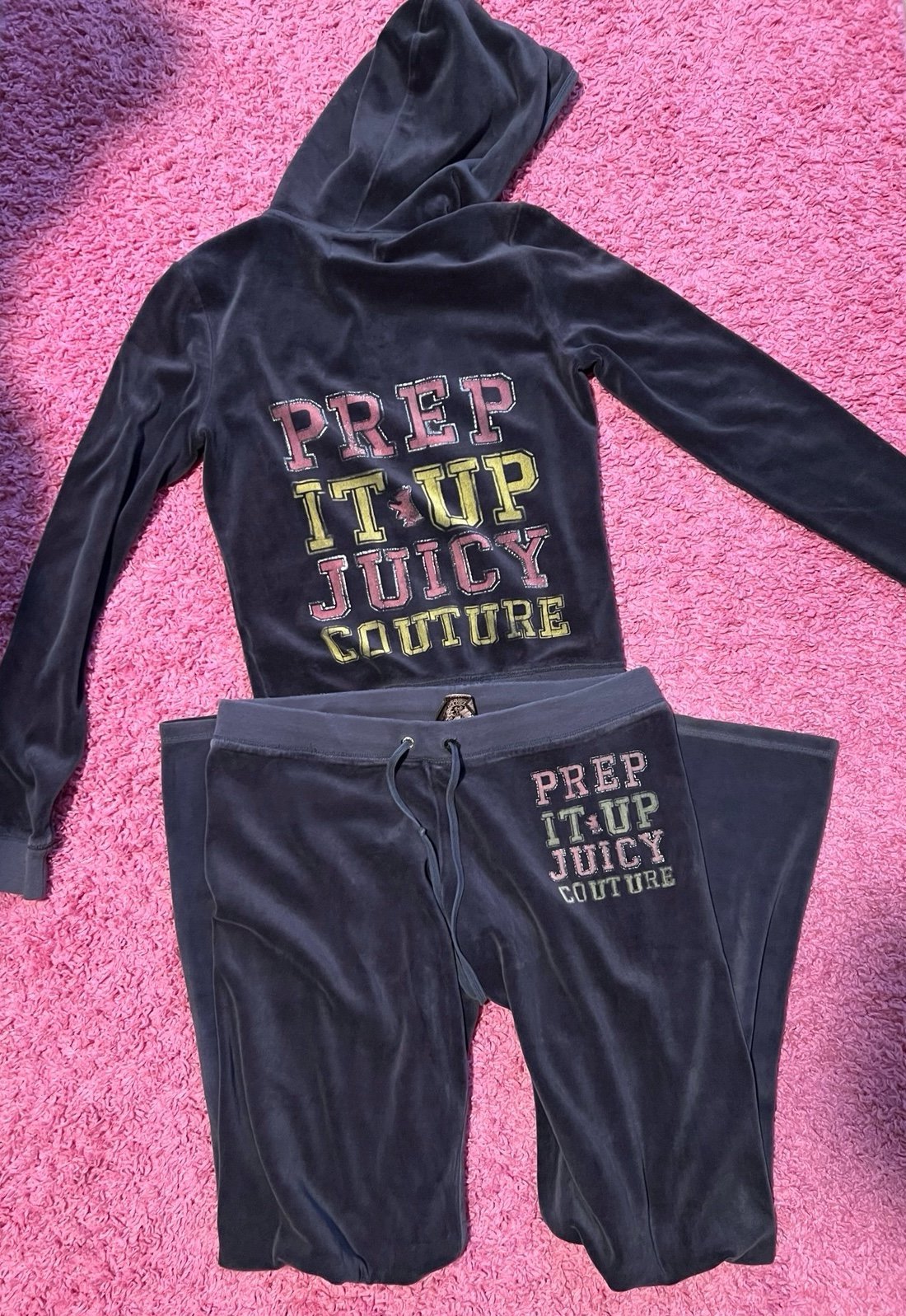 Juicy Couture navy blue velour tracksuit
