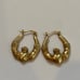 14K Yellow Gold Heart in Hands Earrings Hoops