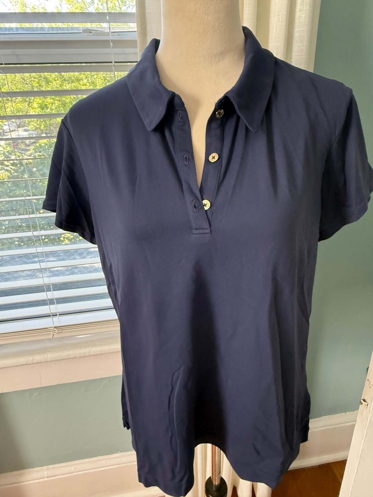 Lilly Pulitzer Luxletic Frida Polo Shirt XL Navy NWT