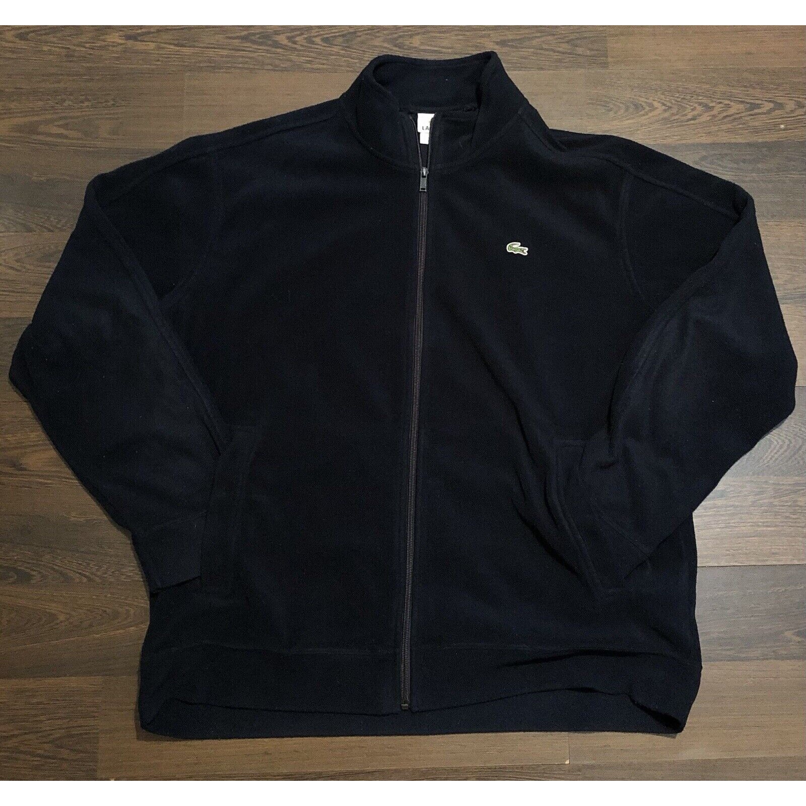 Lacoste Blue Fleece Jacket Full Zip Big Letters on Reverse Mens Size 7(XXL)
