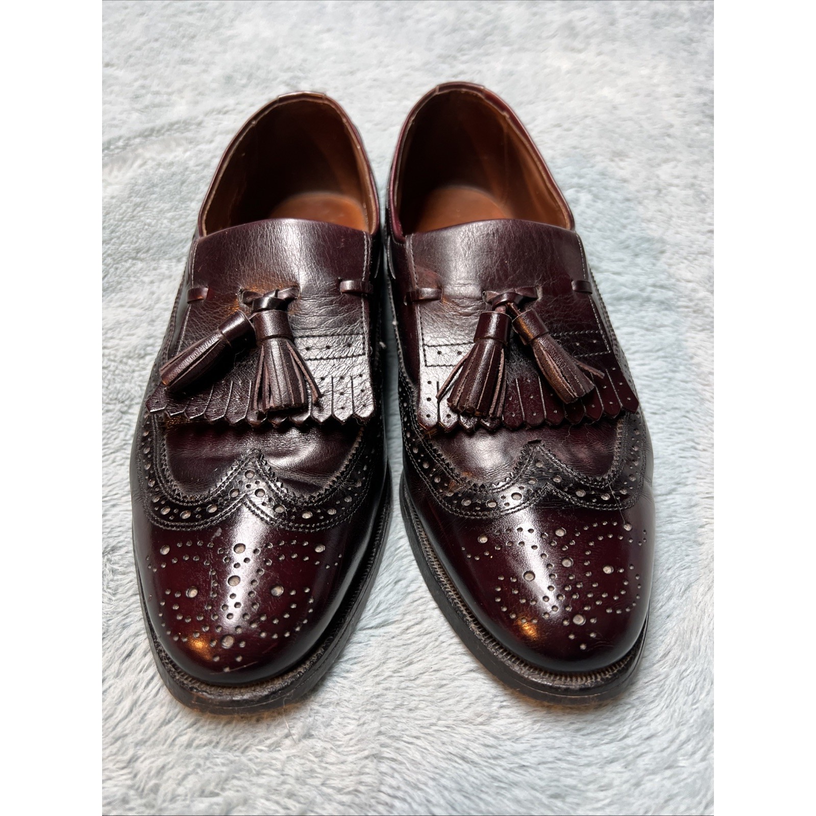 Vintage Allen Edmonds Arlington Tassel Wingtips Men's 8 D Burgundy Handcrafted