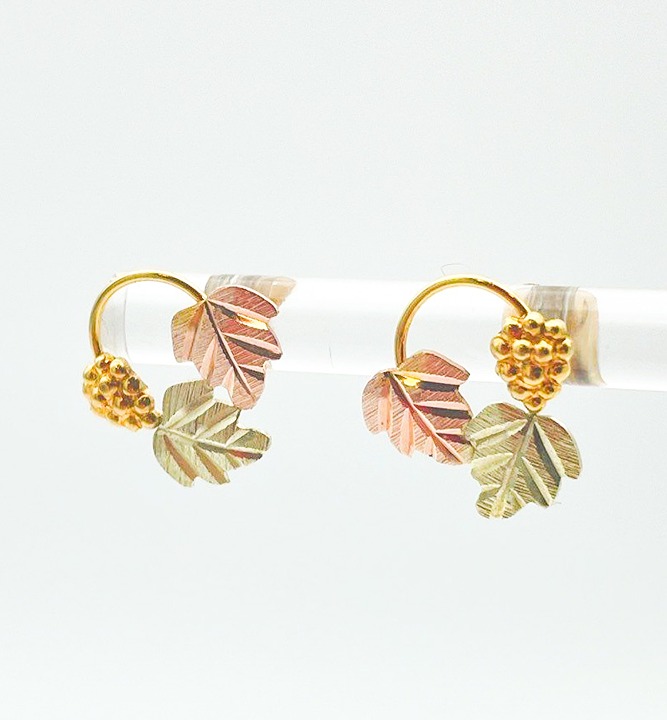 14KT Black Hills Gold Tri-Color Earrings