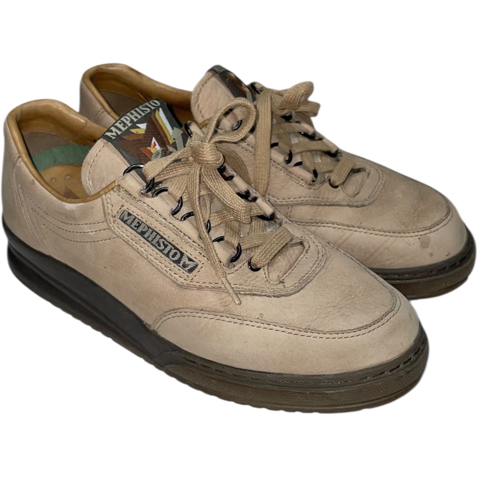 MEPHISTO Run Off Air Jet Sysstem Beige Leather Sneakers Size: US 7