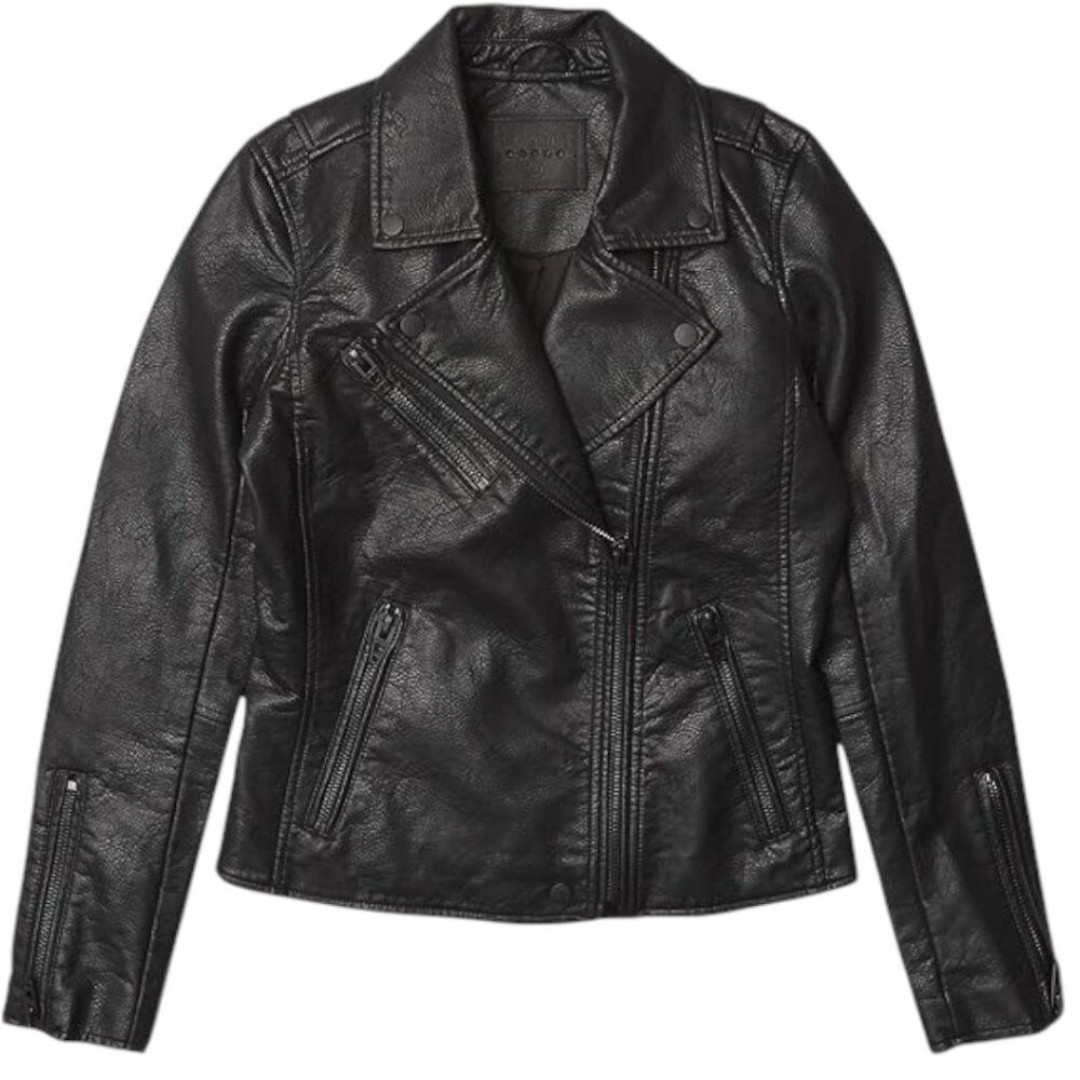 Blanknyc Women's Size L Black Onyx Vegan Leather Cropped Moto Jacket